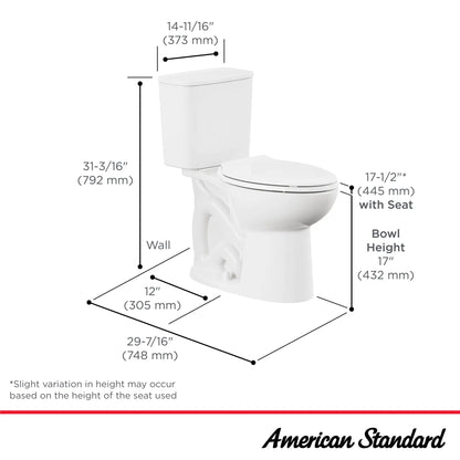 American Standard Aspirations EcoStrength Two-Piece 0.80 gpf/3.0 Lpf Chair Height Elongated Right-Hand Trip Lever Toilet Less Seat