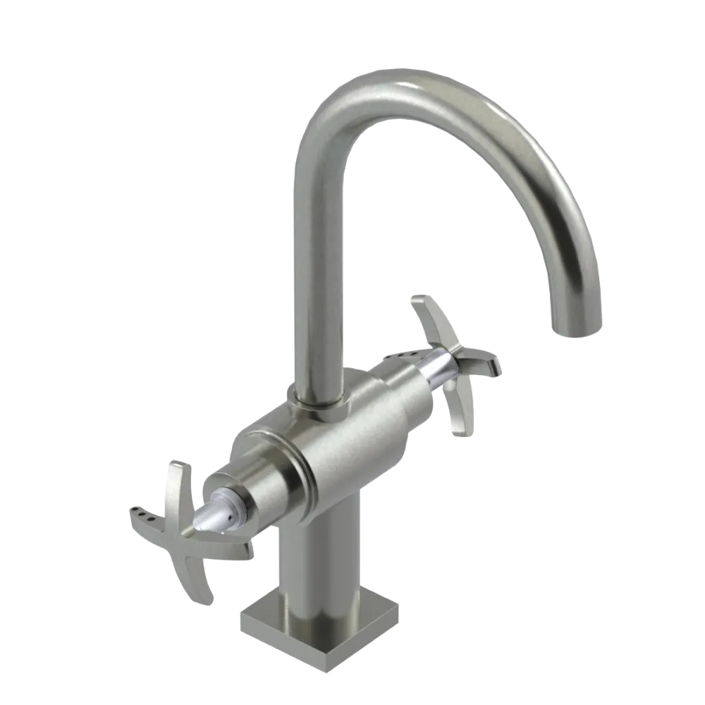 Rubinet Single Hole Dual Handle Lav. Set. (less drain) Satin Nickel