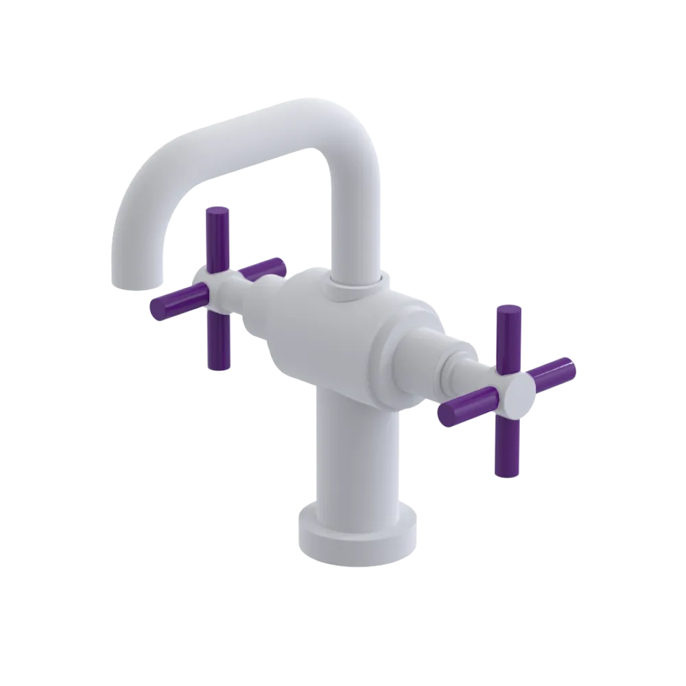 Rubinet Single Hole Dual Handle Lav. Set. (less drain) Matt White