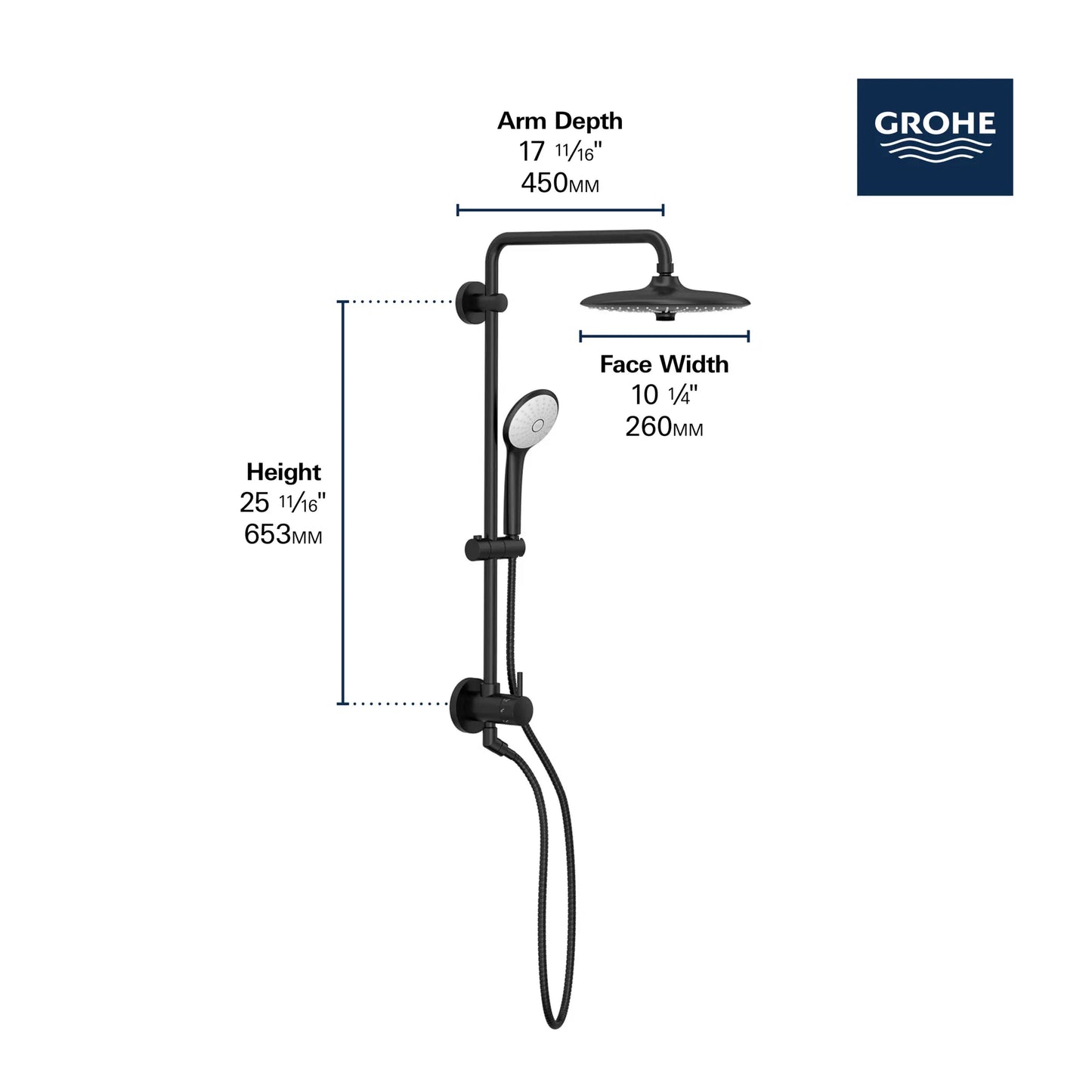Grohe 25" Euphoria Shower System, 9.5 L/min (2.5 gpm)