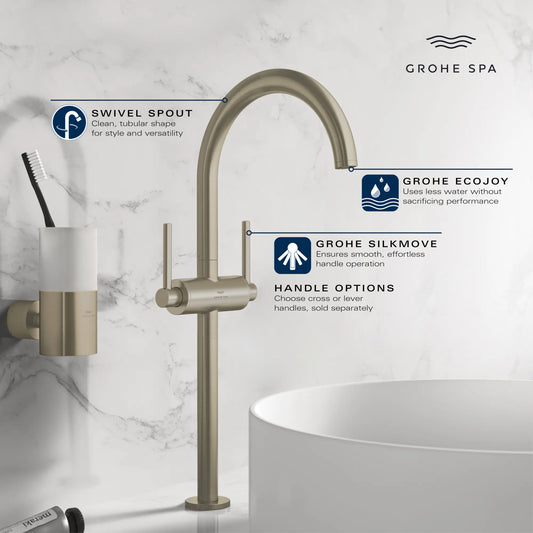 Grohe Atrio New Single Hole Two-Handle Deck Mount Vessel Sink Faucet, 1.2 Gpm