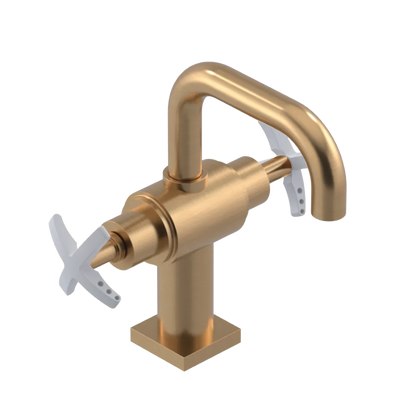 Rubinet Single Hole Dual Handle Lav. Set. with Genesis spout (less drain) Satin Gold