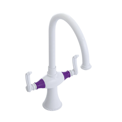 Rubinet Two Handle Single Hole Kitchen Set White