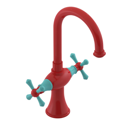 Rubinet Single Hole Dual Handle Lav. Set. (less drain) Red