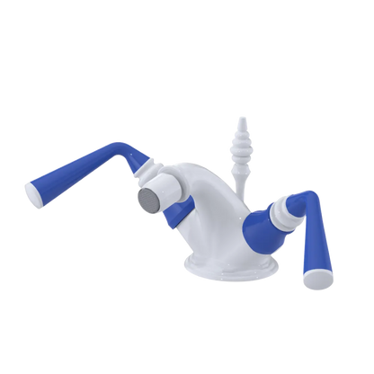 Rubinet Single Hole Dual Handle Bidet Fitting (Less Drain) White