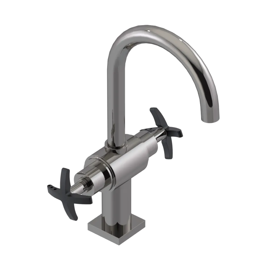 Rubinet Single Hole Dual Handle Lav. Set. (less drain) Polished Nickel