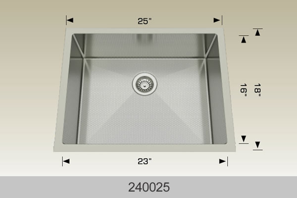 Bosco 240025 25" Stainless Steel Undermount Kitchen Sink