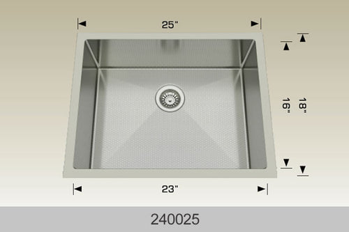 Bosco 240025 25" Stainless Steel Undermount Kitchen Sink