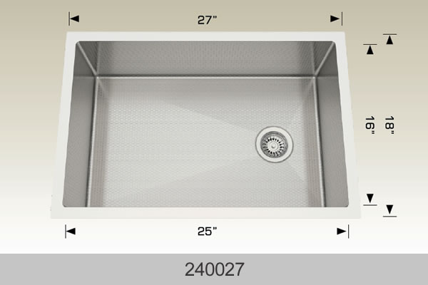 Bosco 240027 27" Stainless Steel Undermount Kitchen Sink