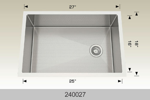 Bosco 240027 27" Stainless Steel Undermount Kitchen Sink