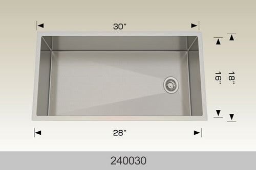 Bosco 240030 30" Stainless Steel Undermount Kitchen Sink
