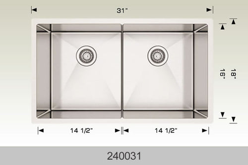 Bosco 240031 31" Stainless Steel Undermount Kitchen Sink