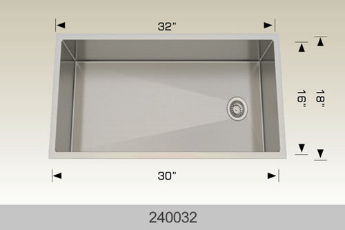 Bosco 240032 32" Stainless Steel Undermount Kitchen Sink
