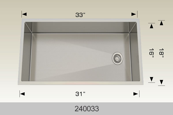 Bosco 240033 33" Stainless Steel Undermount Kitchen Sink