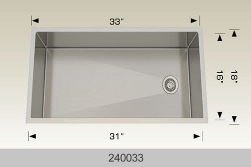 Bosco 240033 33" Stainless Steel Undermount Kitchen Sink