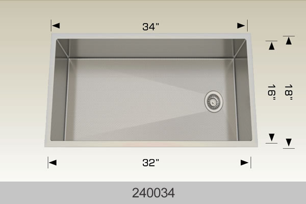 Bosco 240034 34" Stainless Steel Undermount Kitchen Sink