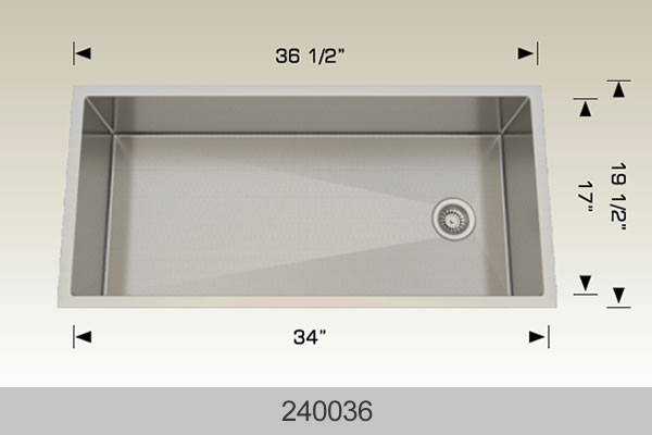 Bosco 240036 36" Stainless Steel Undermount Kitchen Sink