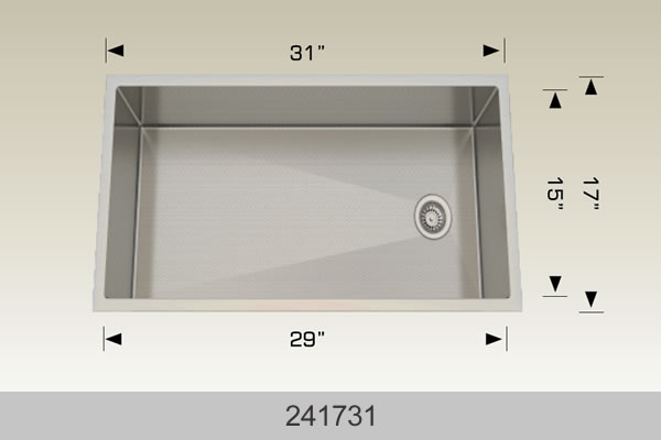 Bosco 241731 31" Stainless Steel Single Bowl Kitchen Sink