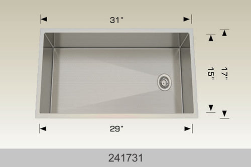Bosco 241731 31" Stainless Steel Single Bowl Kitchen Sink