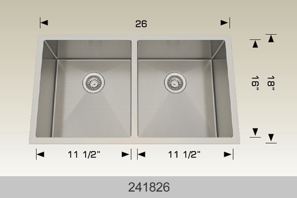 Bosco 241826 26" Stainless Steel Double Bowl Kitchen Sink
