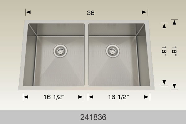 Bosco 241836 36" Stainless Steel Double Bowl Kitchen Sink