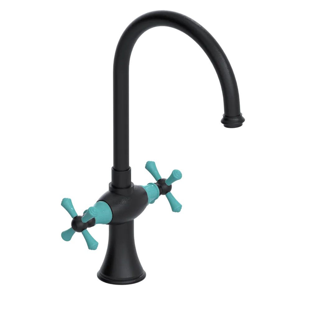 Rubinet Two Handle Single Hole Kitchen Set Matt Black