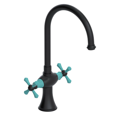 Rubinet Two Handle Single Hole Kitchen Set Matt Black
