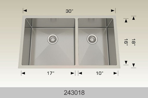Bosco 243018 Textured Titanium Series Double Bowl Kitchen Sink