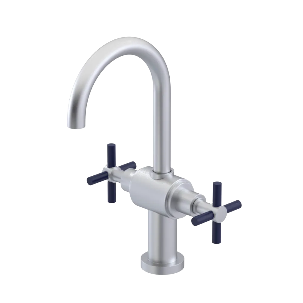 Rubinet Single Hole Dual Handle Lav. Set with LaSalle Spout (less drain) Satin Chrome