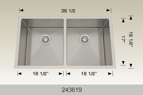 Bosco 243619 Stainless Steel Double Bowl Undermount Kitchen Sink
