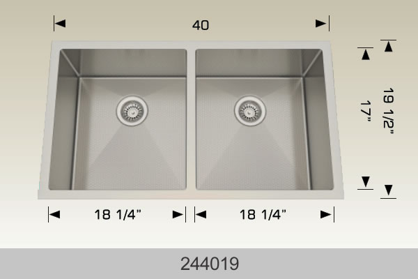 Bosco 244019 Textured Titanium Series 40" Double Bowl Kitchen Sink