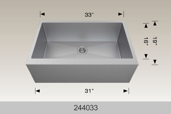 Bosco 244033 33" Stainless Steel Apron-Front Kitchen Sink