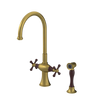 Rubinet Two Handle Single Hole Kitchen Set with Hand Spray Antique Brass Matt