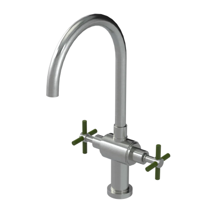 Rubinet Two Handle Single Hole Kitchen Set with LaSalle Spout Satin Nickel
