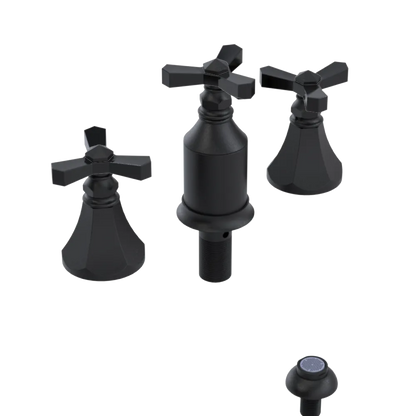 Rubinet Bidet Fitting with Spray, Diverter, and Vacum Breaker (Less Drain) Matt Black