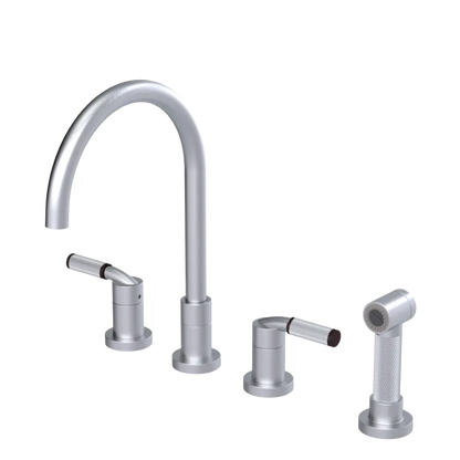 Rubinet Widespread Kitchen Set with Hand Spray Satin Chrome