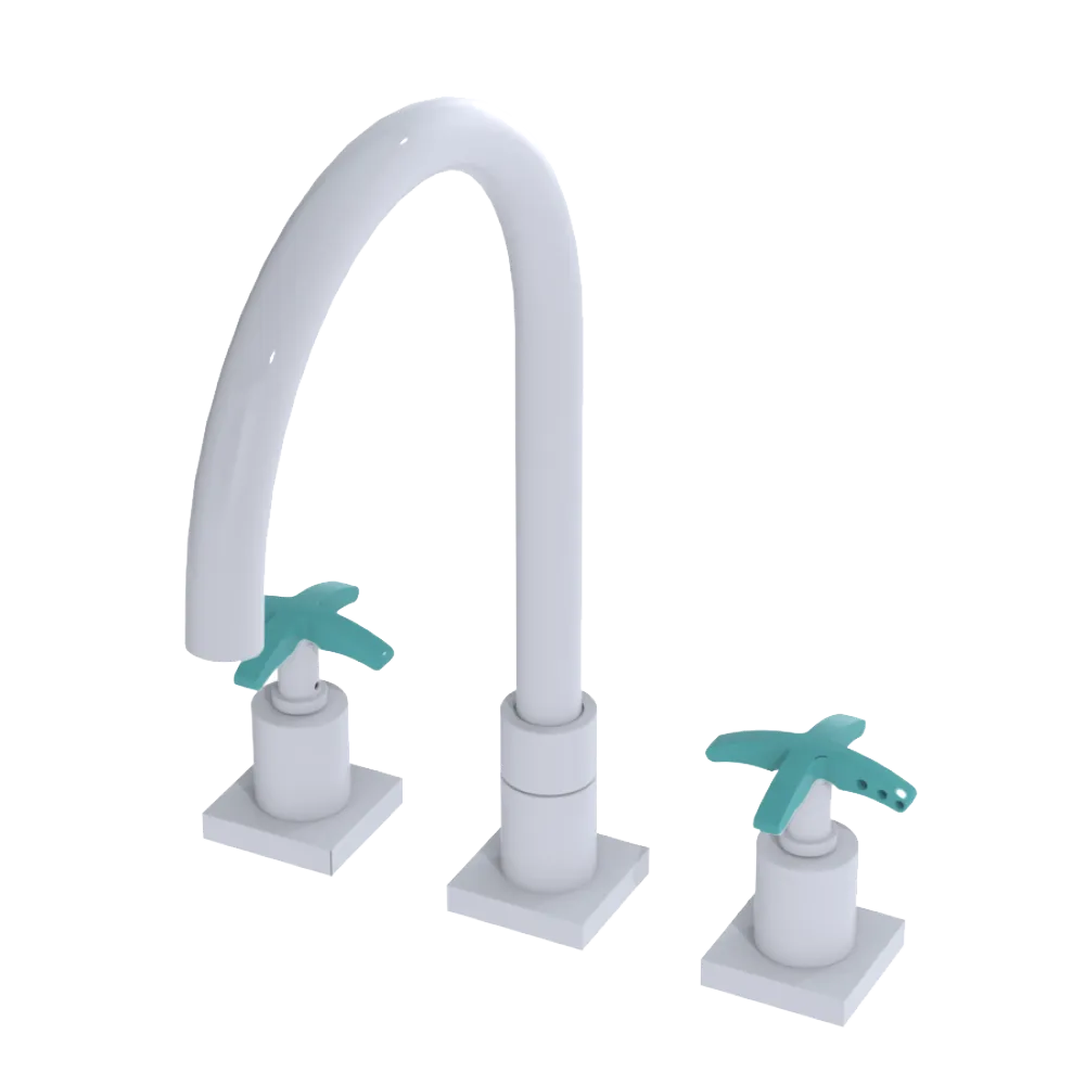 Rubinet Widespread Kitchen Set White
