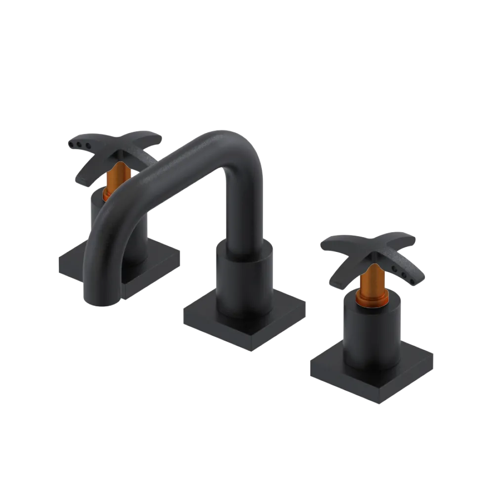 Rubinet Widespread Lav. Set. with Genesis spout (less drain) Matt Black