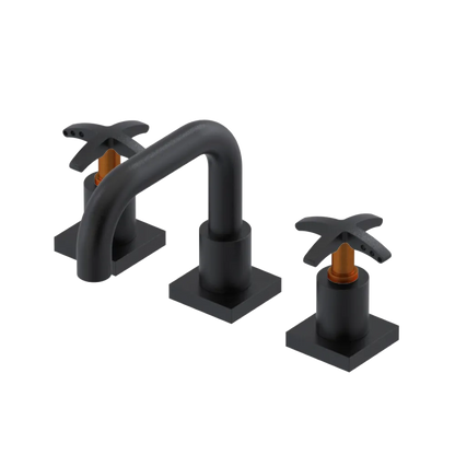 Rubinet Widespread Lav. Set. with Genesis spout (less drain) Matt Black