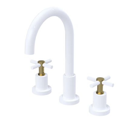 Rubinet Widespread Kitchen Set with LaSalle Spout White