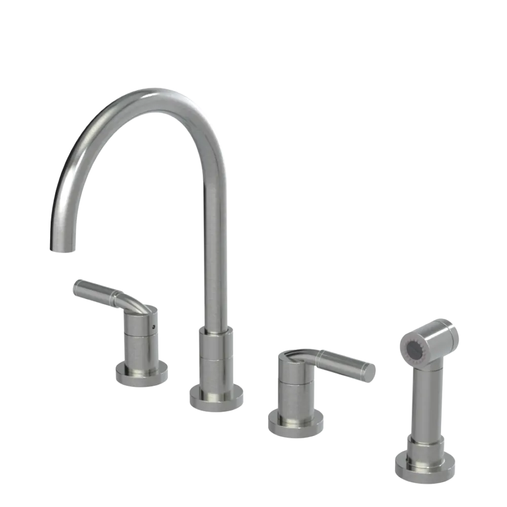Rubinet Widespread Kitchen Set with Hand Spray Satin Nickel