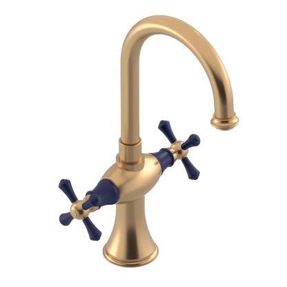 Rubinet Single Hole Dual Handle Lav. Set. (less drain) Satin Gold