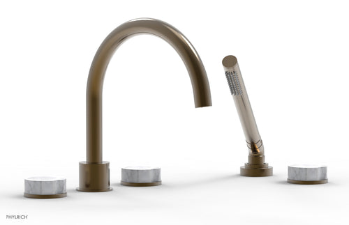 Phylrich CIRC - Deck Tub Set with Hand Shower - High Spout Marble Handles 250-50