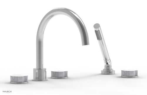 Phylrich CIRC - Deck Tub Set with Hand Shower - High Spout Marble Handles 250-50