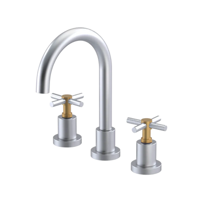Rubinet Widespread Lav. Set. (less drain) Satin Chrome