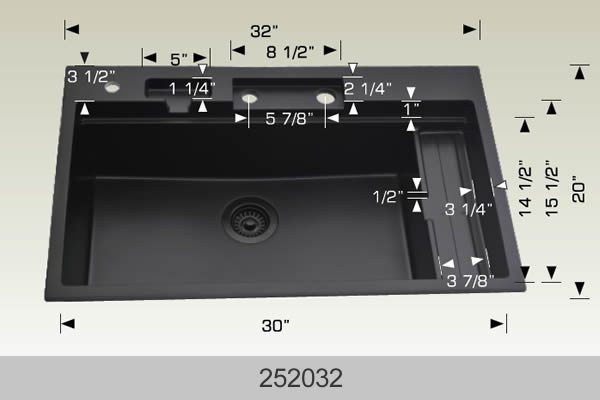 Bosco Granite Series Undermount Kitchen Sink 32 x 20 Coffee