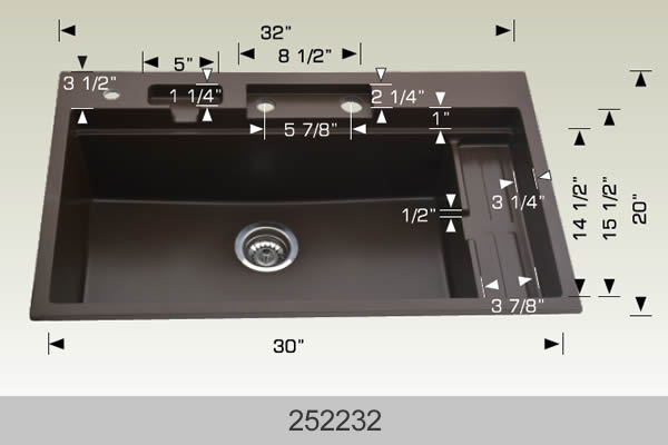 Bosco Granite Series Undermount Kitchen Sink 32 x 20 Black