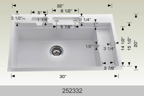 Bosco Granite Series Undermount Kitchen Sink 32 x 20 White