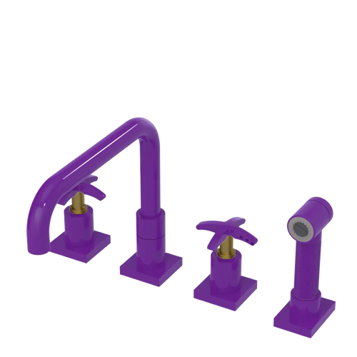 Rubinet Widespread Kitchen Set with Genesis Spout with Hand Spray Purple Haze
