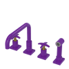 Rubinet Widespread Kitchen Set with Genesis Spout with Hand Spray Purple Haze